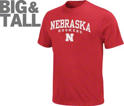 big and tall nebraska cornhuskers t-shirt, plus size nebraska cornhuskers t-shirt