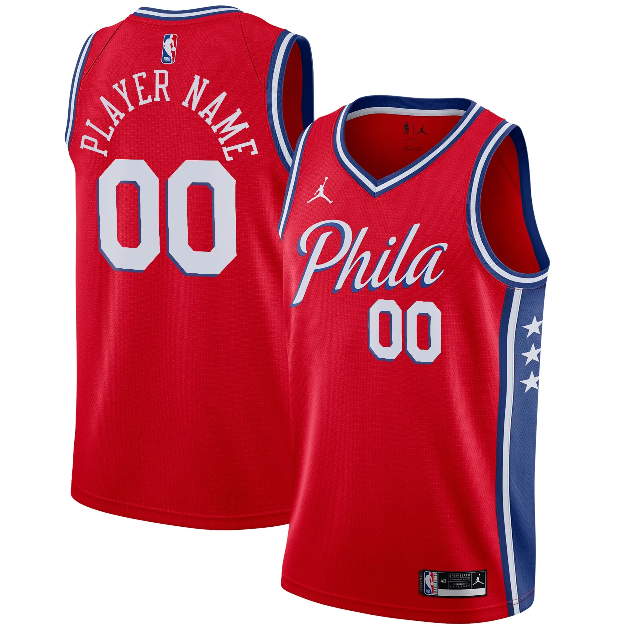 Philadelphia 76ers Custom Jordan Brand Jersey in S-3XL